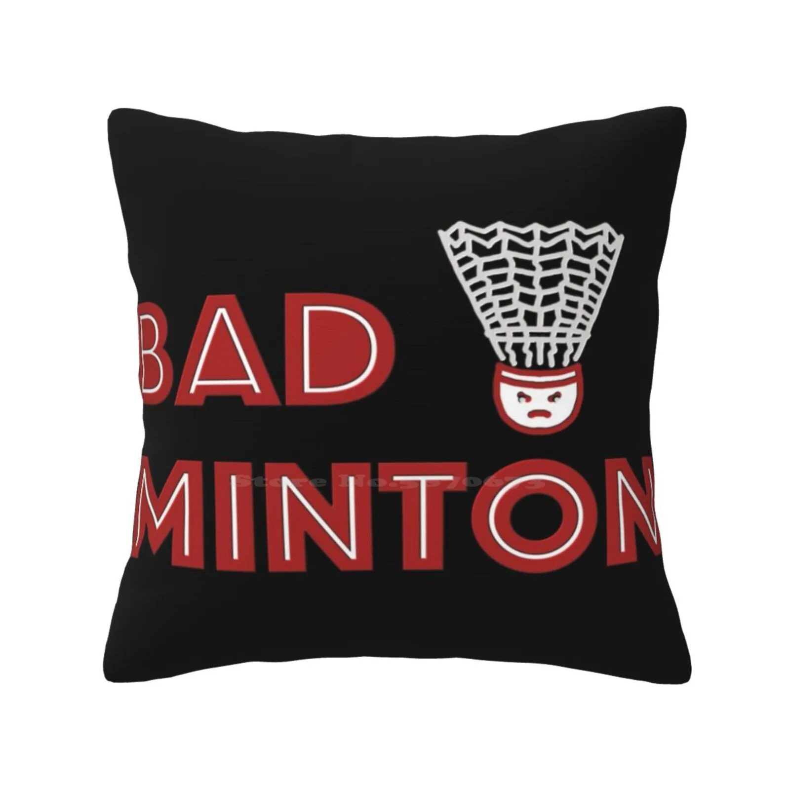 Badminton Throw Cushion Pillow Cover Badminton Sport Tennis Racket Birdie Typography Letters Lettering Words Red White Funny