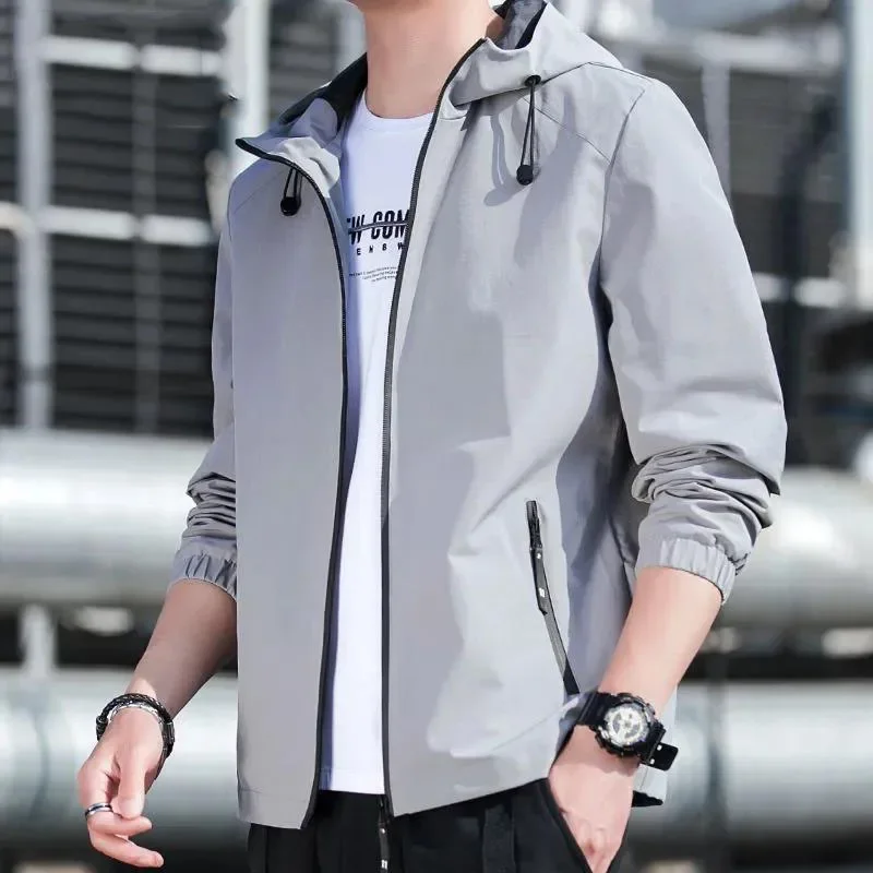 

Slim Fit Men's Jacket Spring Autumn Hot Sale of The Season Trendy Hooded Casual Outerwear Youthful Energy Korean Style Male Fash