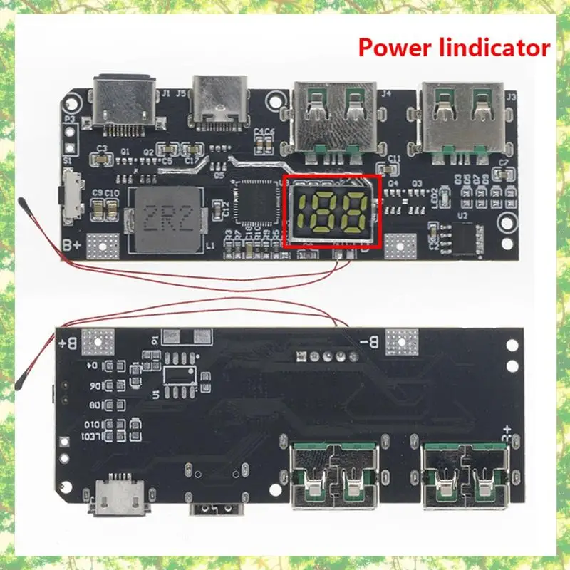 

Smart-QC4.0 QC3.0 LED Dual USB 5 В 4,5 А 22,5 Вт Micro/Type-C USB Mobile Power Bank 18650 Модуль зарядки Защита от температуры