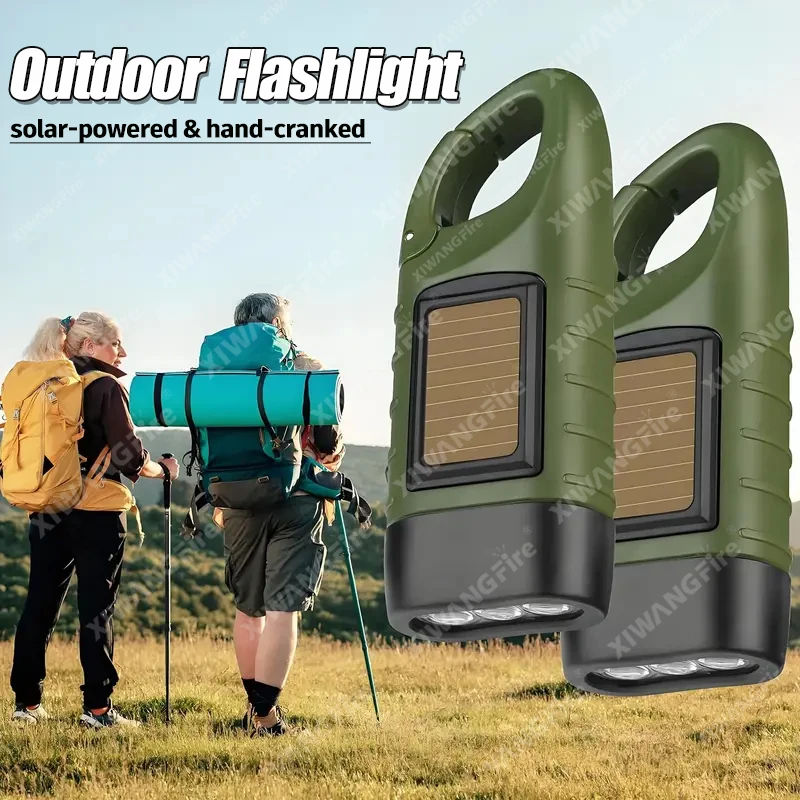 LED-Taschenlampe, Handkurbel, solarbetriebene Überlebensausrüstung, selbstbetriebene Taschenlampe, Notfall-Taschenlampen für Wandern, Camping, Laufen