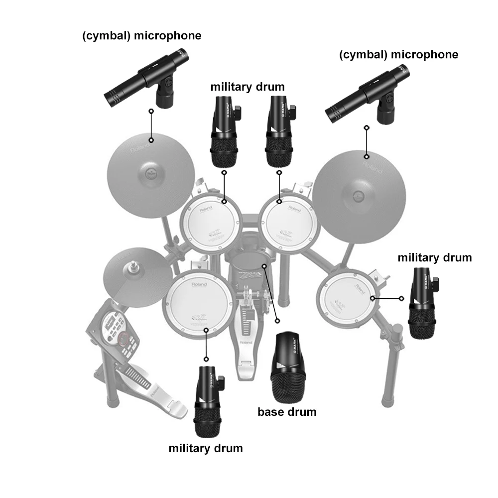 Drum Microphone Kit G-MARK G7S 7-Piece Musical Instruments Mic For Band Bass Percussion Drums/Snare , And Cymbal Microphone Kits