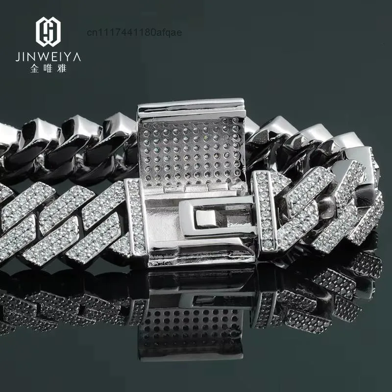 Mens Hip Hop 10MM Miami Necklace Wholesale Manufacture Rhodium Plated Sterling Silver Cuban Link Chain Rappers Favorite.