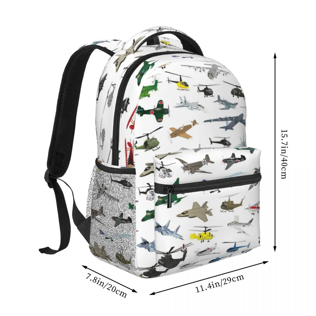 Various Colorful Airplanes And Helicopters Backpack Student BookBag Children School Bag Laptop Shoulder Bags for Men Women
