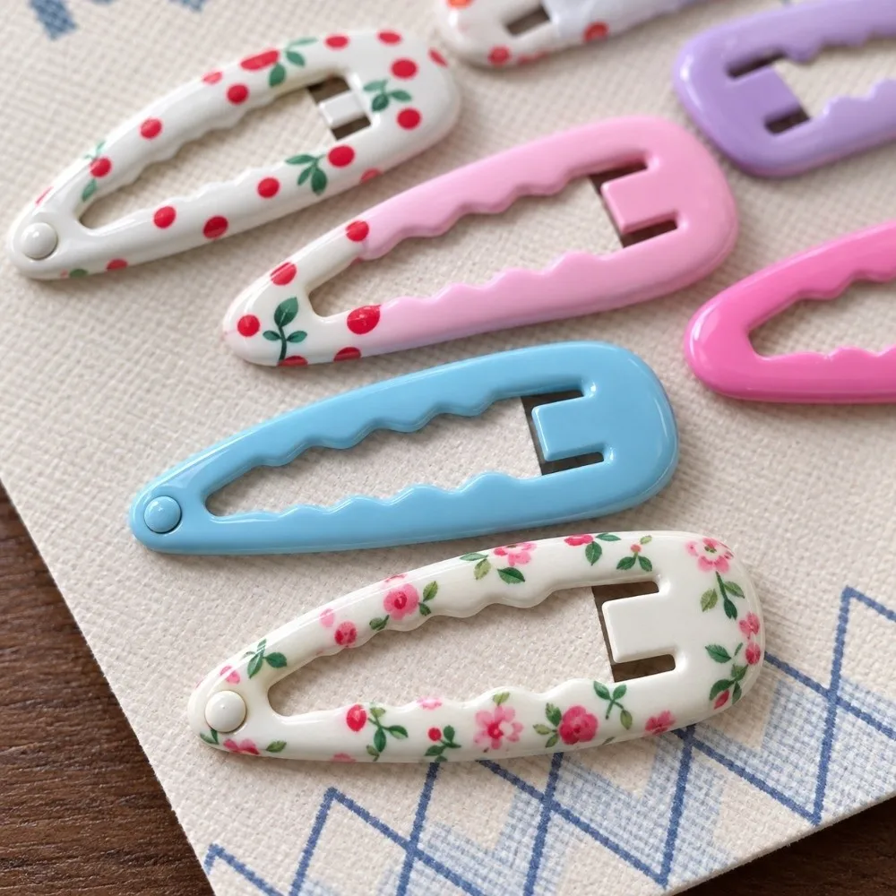 Fashion 12Pcs BB Hair Clips Colorful Plaid Hair Pins Water Drop Shape Wavy Hair Barrettes For Toddler