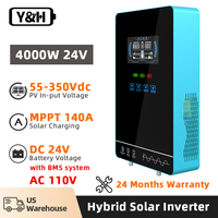 Y&H Hybrid Solar Inverter 4000W 24V 110/120V Pure Sine Wave Off Grid Inversor Built in MPPT 140A Solar Charge Home Inversor