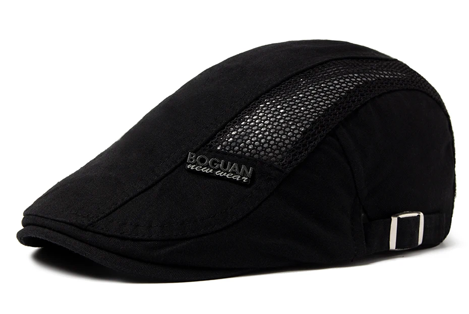 Mesh Cap Baskenmütze Für Männer Mode Brief Label Berets Sommer Baumwolle Atmungsaktive Sonnenblende Frauen Casual Entenschnabel Hut Einstellbar – Detail 1