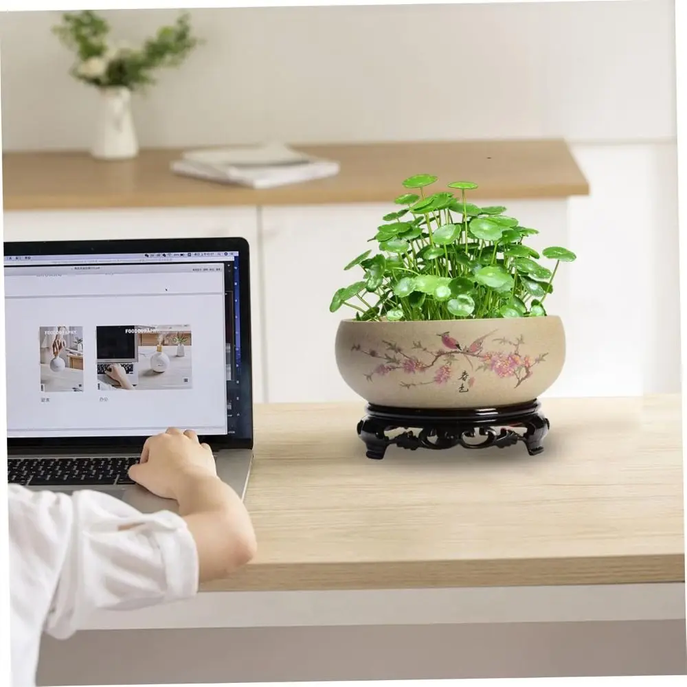 New Ceramic Flowerpot With Stand Smooth Bonsai Bowl Durable Hydroponic Chinese Style Lotus Bowl Indoor Outdoor