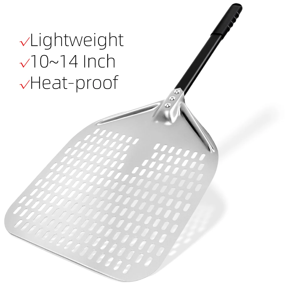 

10 12 13 14 Inch Big Pizza Perforated Shovel Paddle Short/Long Handle for Oven Turning Peel Kitchen Utensils Pizza Baking Tools