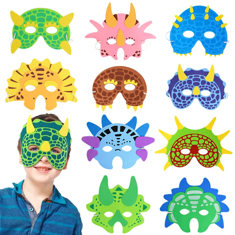 

11pcs/lot Dinosaur Party Mask Kids Jungle Dino Birthday Party Decorations Jurassic World Cosplay Costumes Boy Toy Gift Supplies