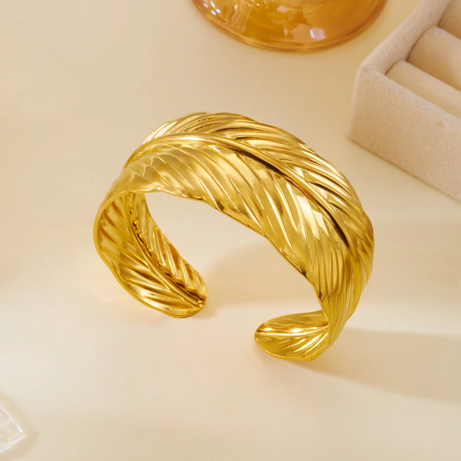 Vintage Unregelmäßige Armband für Frauen Edelstahl Gold Farbe Offene Manschette Armreif Exquisite Luxus Wasserdicht Schmuck Zubehör – Detail 18