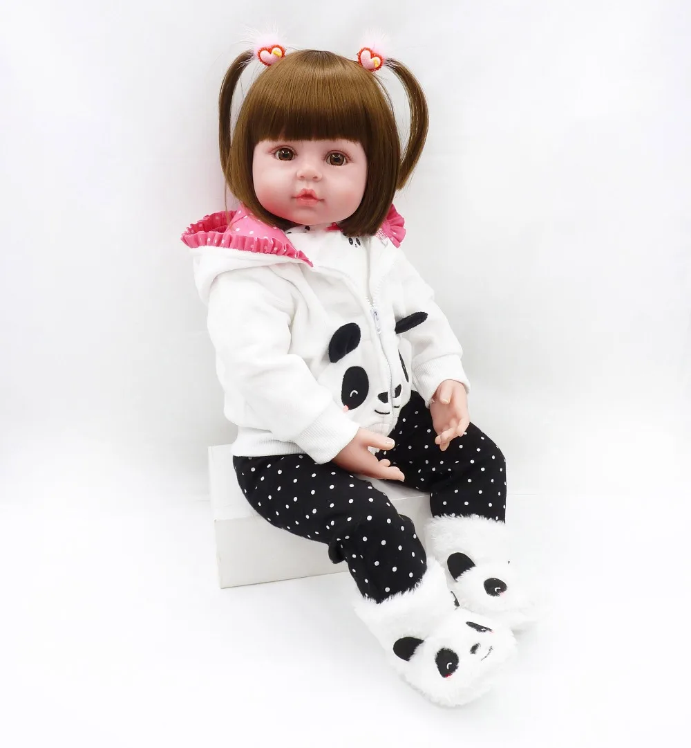 BZDOLL Soft Silicone Reborn Doll Baby 19inch 48cm Lifelike Newborn Babies Panda Toy for Girl Birthday Gift