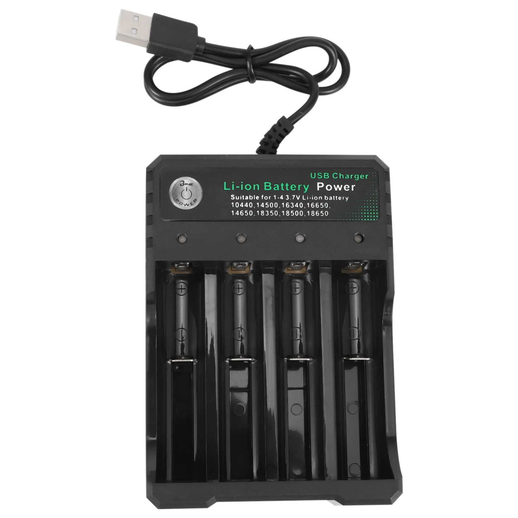 18650 Lithium Battery Charger 4 Slot 3.7V Smart USB Charging Stand 14500 Bright Flashlight