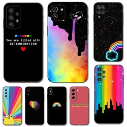 Black tpu Case For Samsung galaxy A54 A34 A14 5G A04 NOTE 20 10 9 PLUS ultra+ cover Rainbow art DIY