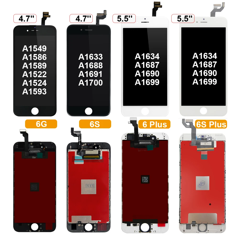 Pantalla LCD Ecran para iPhone 5 SE 2016 SE2, montaje de digitalizador de repuesto, sin píxeles muertos, para 6, 6 S, 7, 8 Plus