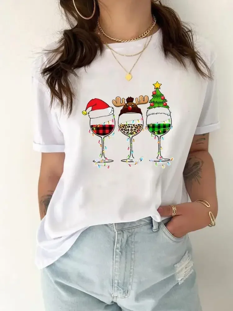 

Fashion Graph Print T-shirt Clothing Watercolor Style 90s New Year Christmas Tops Women Holiday Fem Short Sleeve Causal Tee