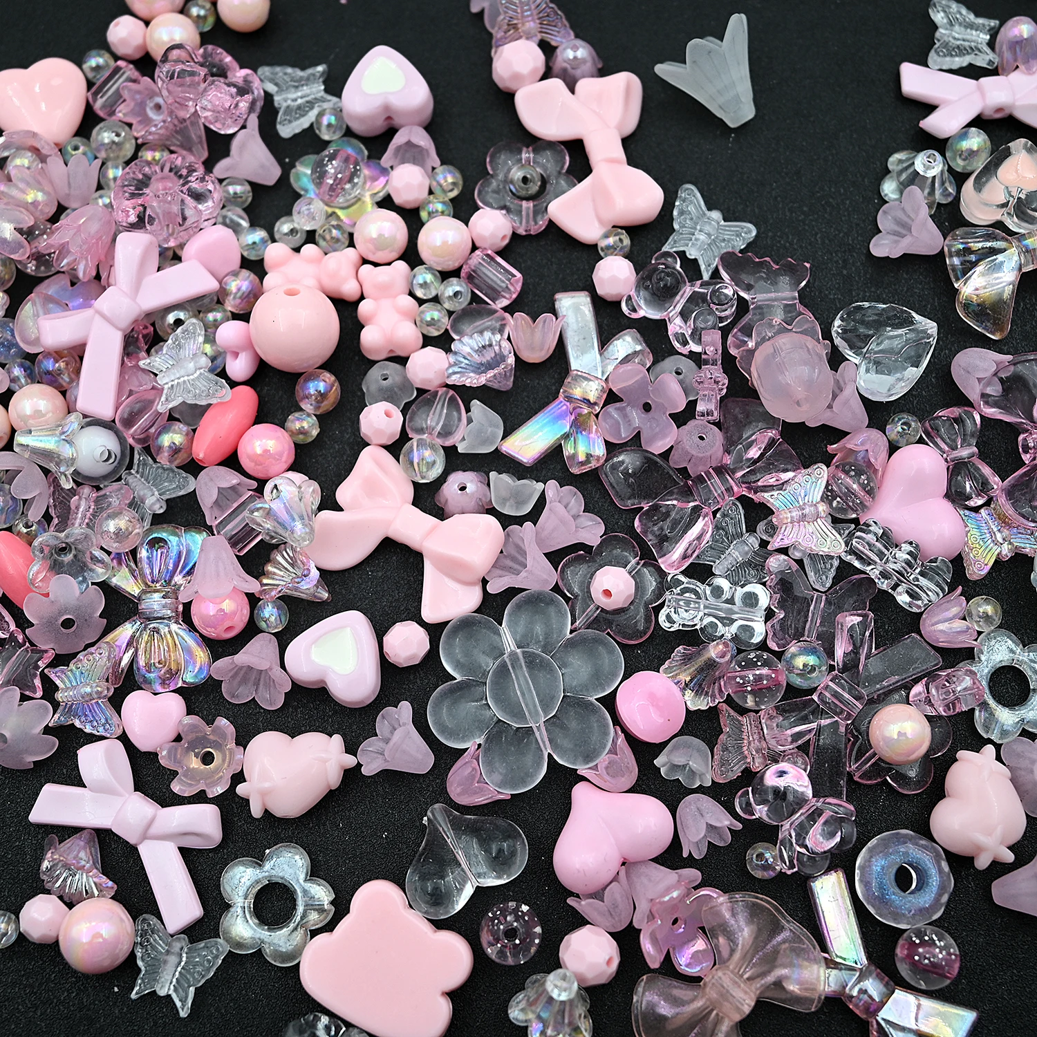 Random Mixed Pink White Acrylic Beads Loose Spacer Beads For Jewelry Making DIY Handmade Bracelet Necklace Accessories 30g/Lot