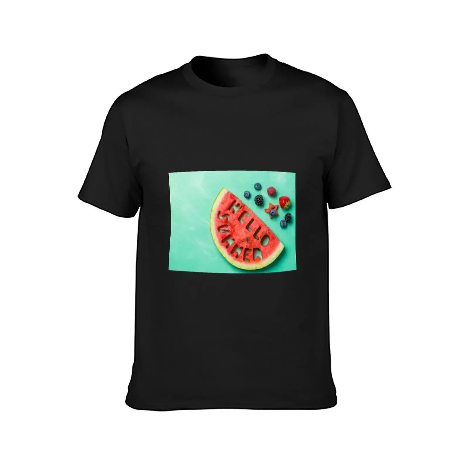 Hello Summer Watermelon T-Shirt designer shirts blanks baggy shirts plain t shirts men