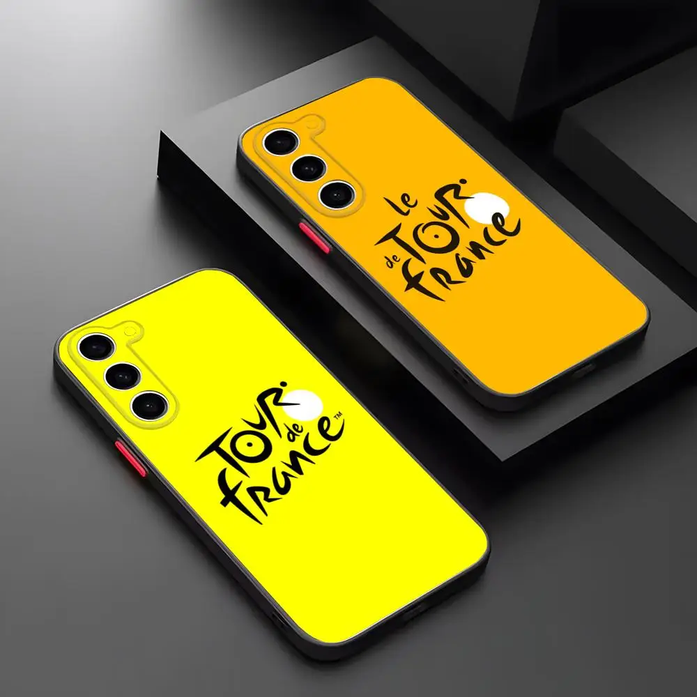 T-Tour De France Fahrrad Übung Telefon Fall Matt Transparent Für Samsung S22 FE S23 Ultra S24 Plus S25 Luxus zurück Abdeckung