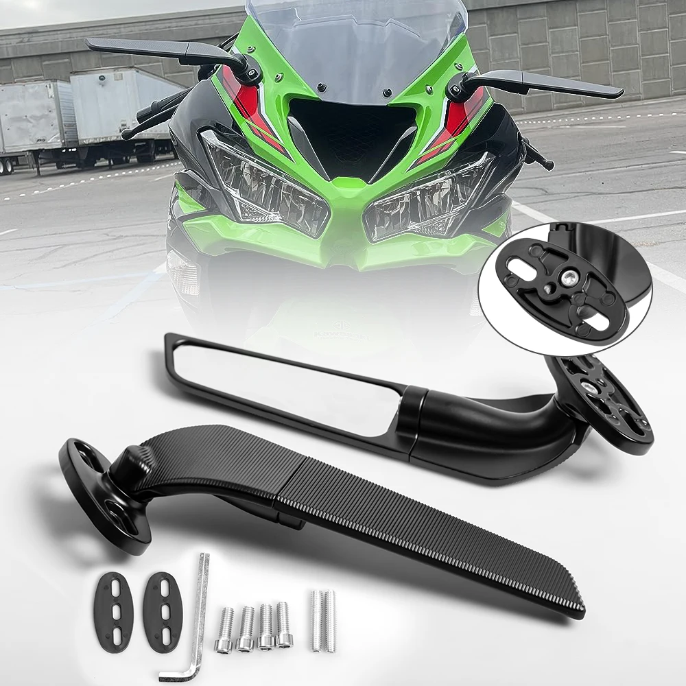 Espelho Retrovisor de Moto Modificado com Asa Aerodinâmica Ajustável e Rotativa, Acessórios para Moto YAMAHA YZF R6 R1 R25 R3 R125 R15