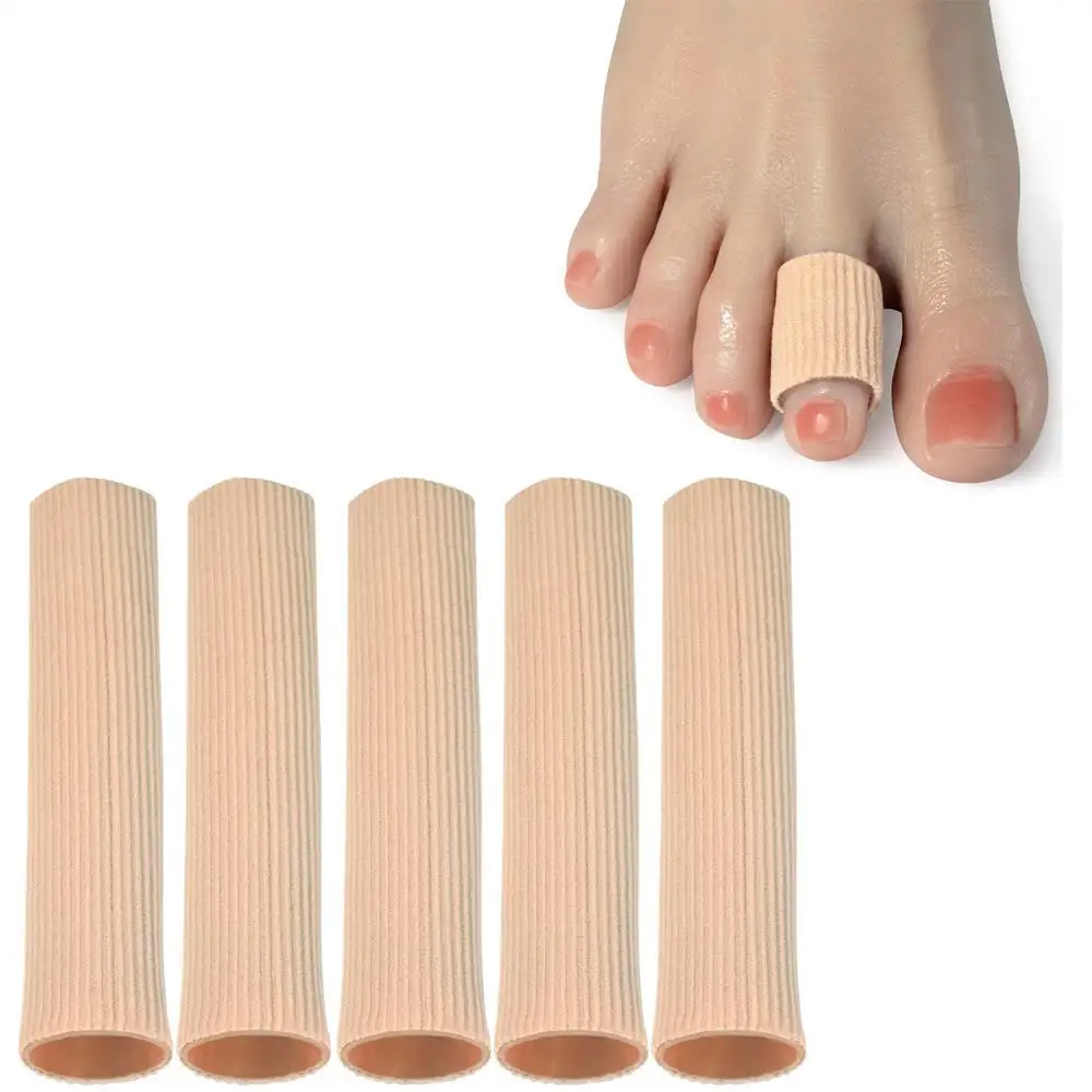 

Cuttable Toe Tubes Sleeves 5 Pack, Elastic Fabric Lined with Silicone Gel for Pain Relief and Corn Removal