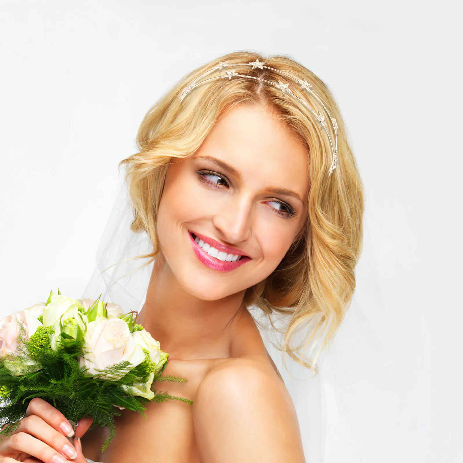 

2Pcs Women Star Hairbands Metal Headband Wedding Bride Hair Accessories Thin Lightweight Hair Bands for Teens Party