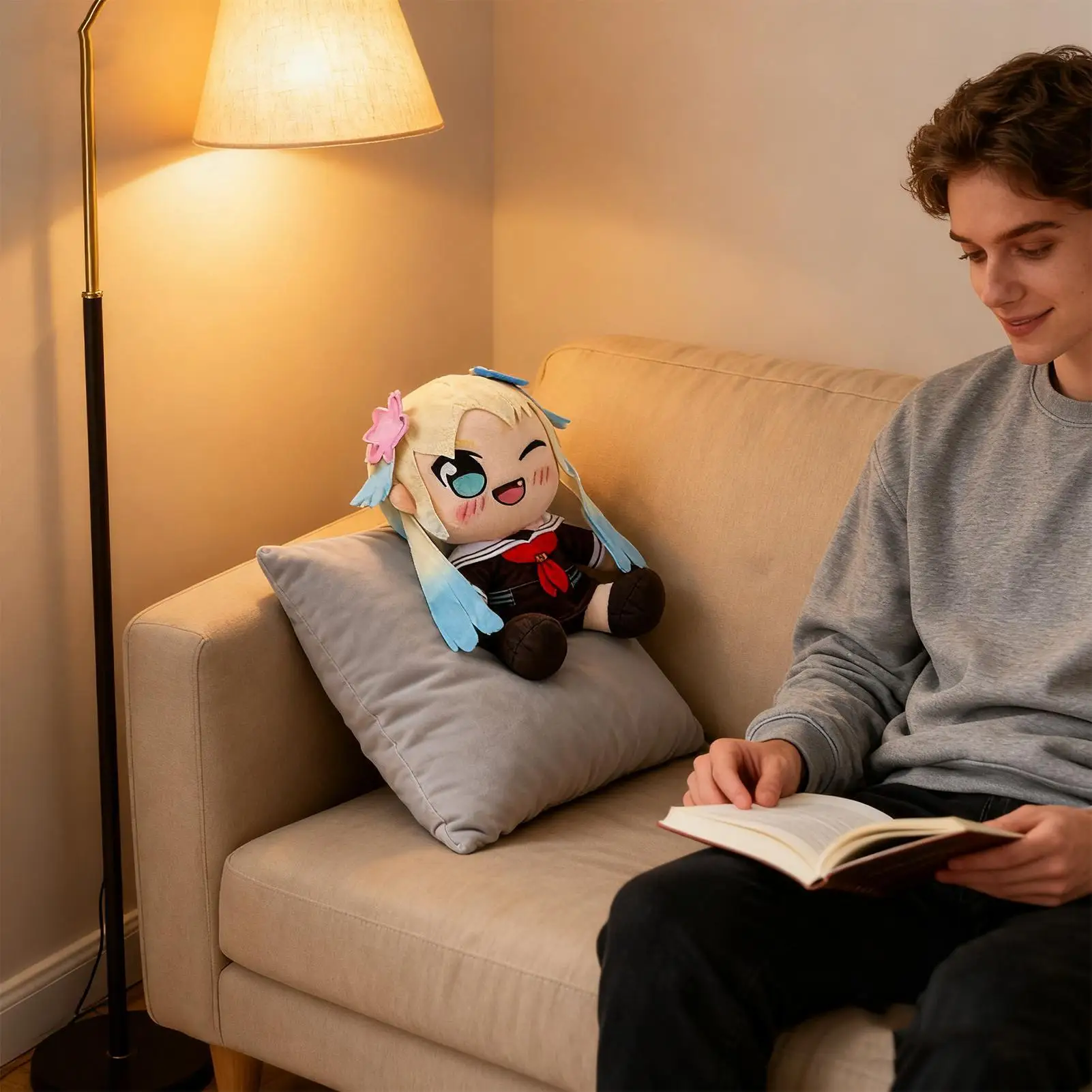 Para Osawa Ruruno muñeco de peluche Anime muñeco de peluche lindo almohada portátil de dibujos animados elegante muñeco de peluche suave para estante hogar escritorio de cumpleaños