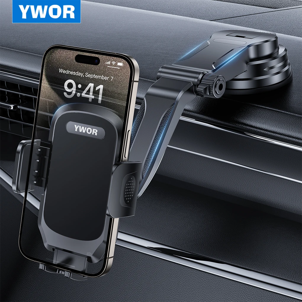 

ABS Material Car Phone Holder with 360° Rotatable Dashboard Mount, Waterproof, Square Shape Universal Auto Device Cradle with Se