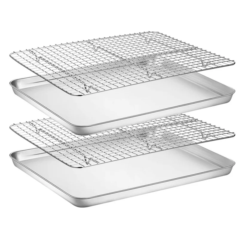 Stainless Steel Wire Grid Baking Cooling Rack Nonstick Cookie Cake Toast Shelf Tray Barbecue Holder for Kitchen Accessories