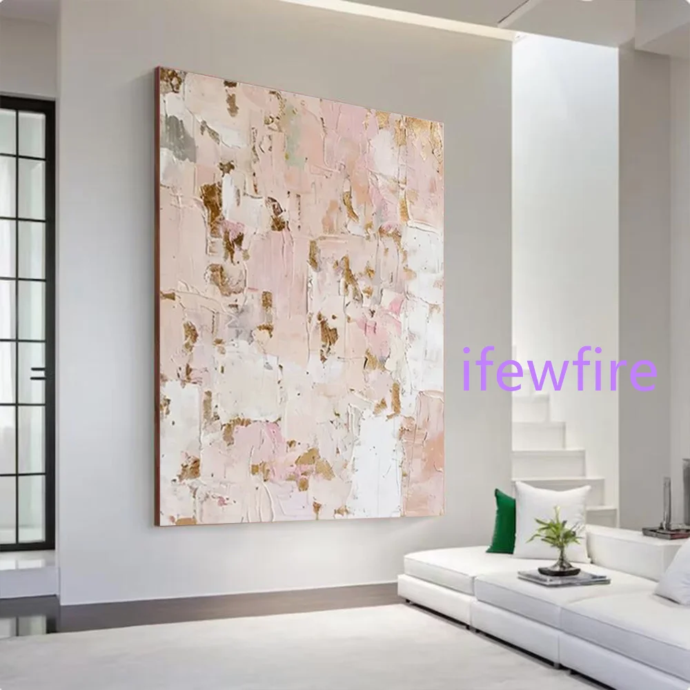 100% Handmade Abstract Oil Painting on Canvas Wabi-sabi Bright Color Wall Art Picture Big Mural for Home Living Room Decor Image