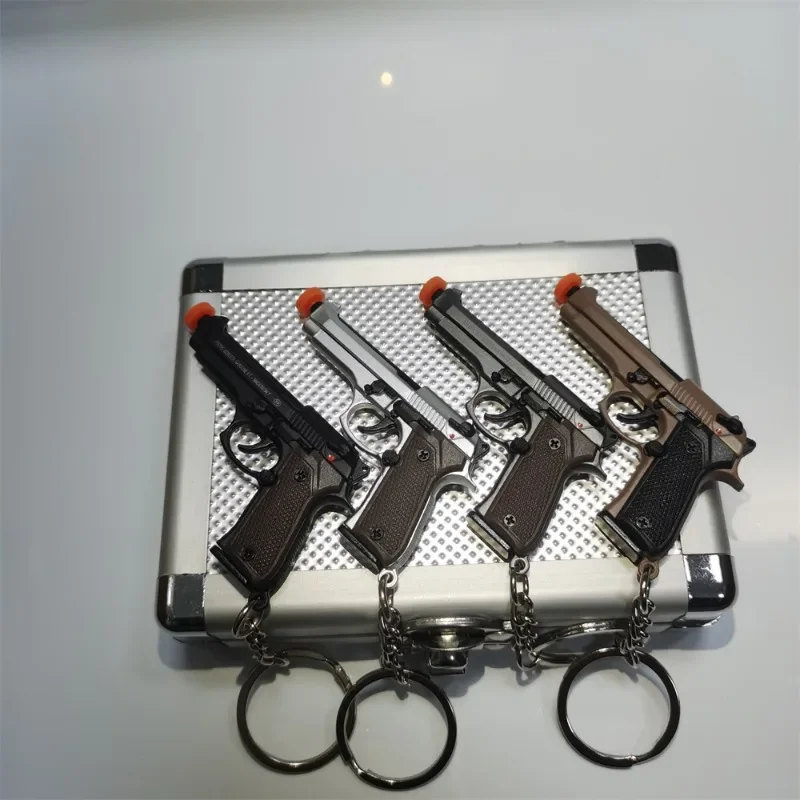 Alloy 1:4 92F Pistol Portable Toy Gun Model Detachable Keychain Fidget Toy for Boy Collection Adults Christmas Xmas Gift