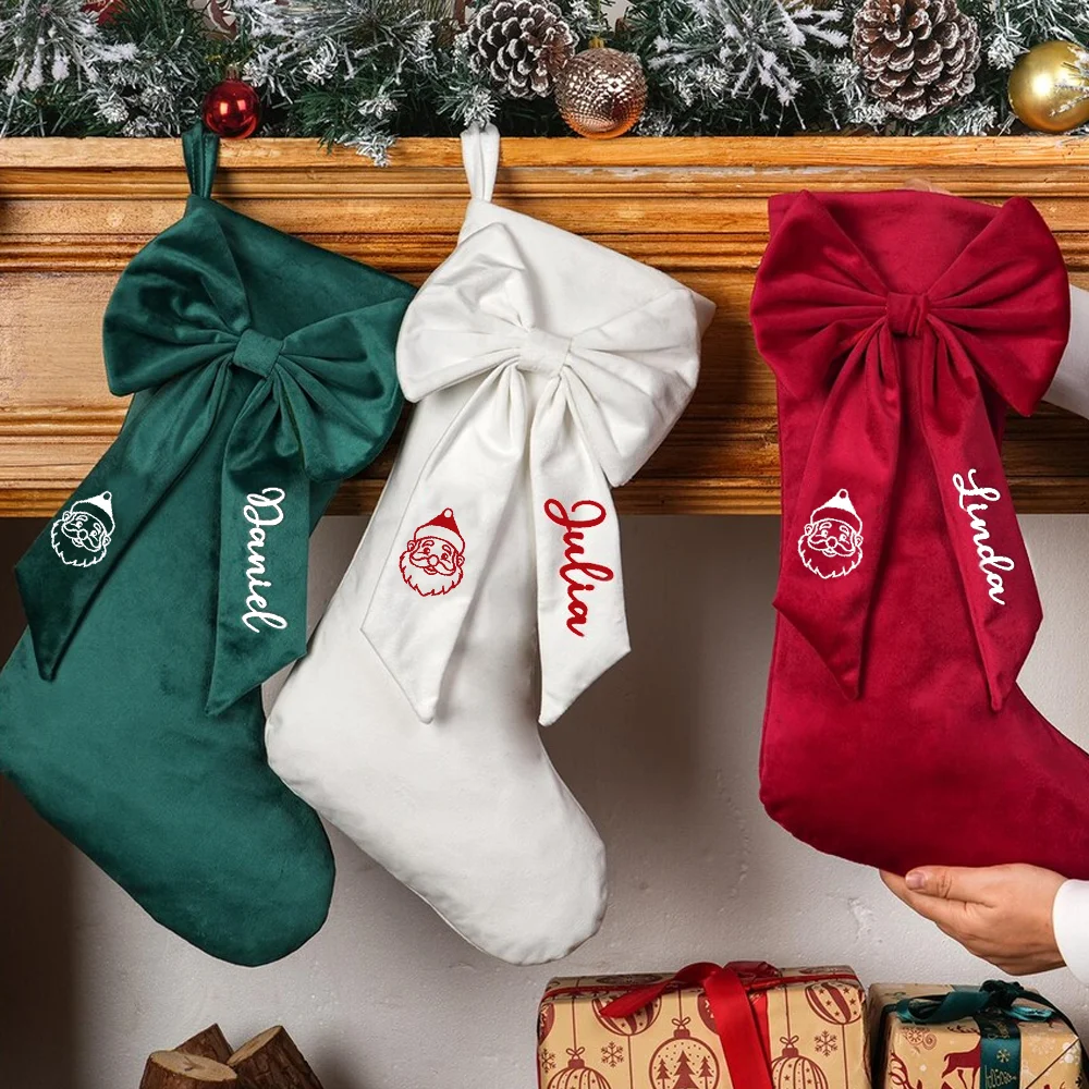 Christmas Stocking Hanging - Kişiye Özel Kadife Noel Çorabı, Üzerine