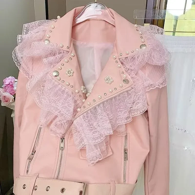 Heavy Industry Iace Splicing Short Slim Fit leather Jacket Versatile leather Jacket Motorcycle Jacket 2025 New Coat