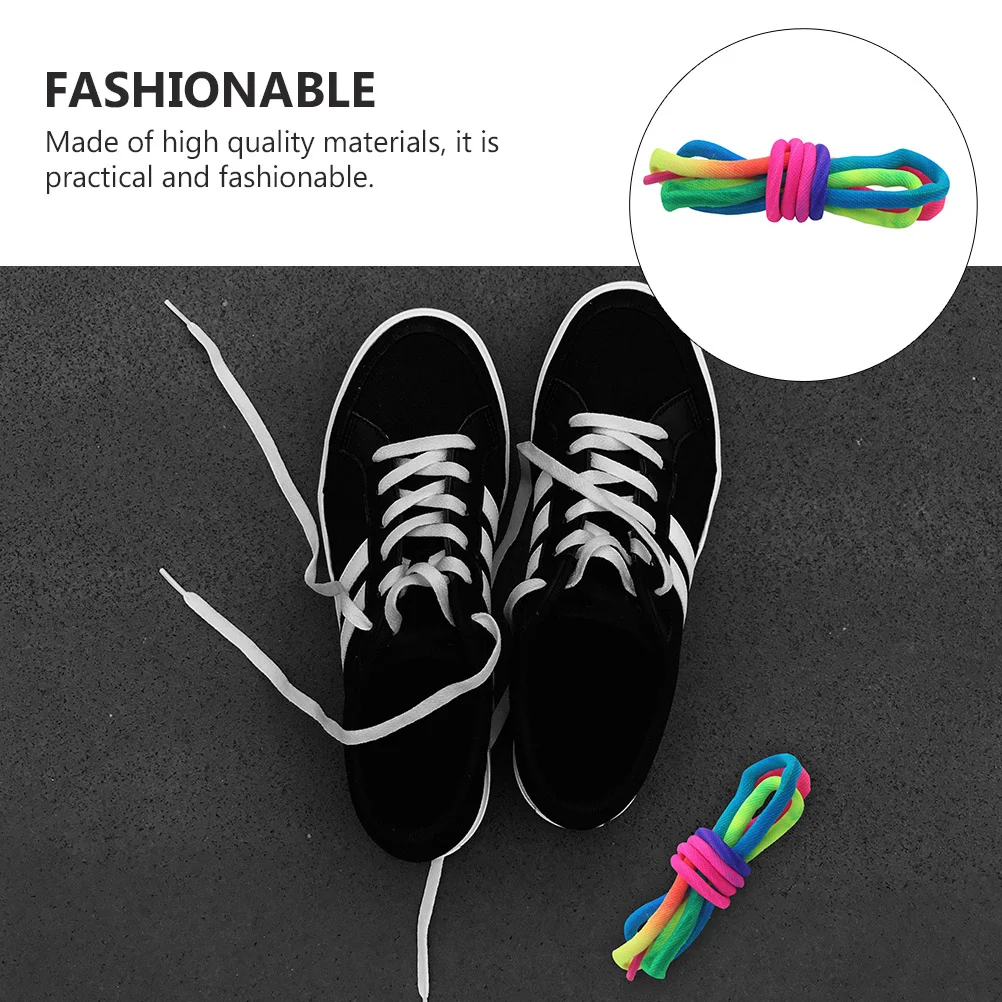 1 Pair Colorful Round Shoe Laces Rainbow Stylish Trendy Fashion Lace Fashion Elastic Shoe Laces Shoe Accessories