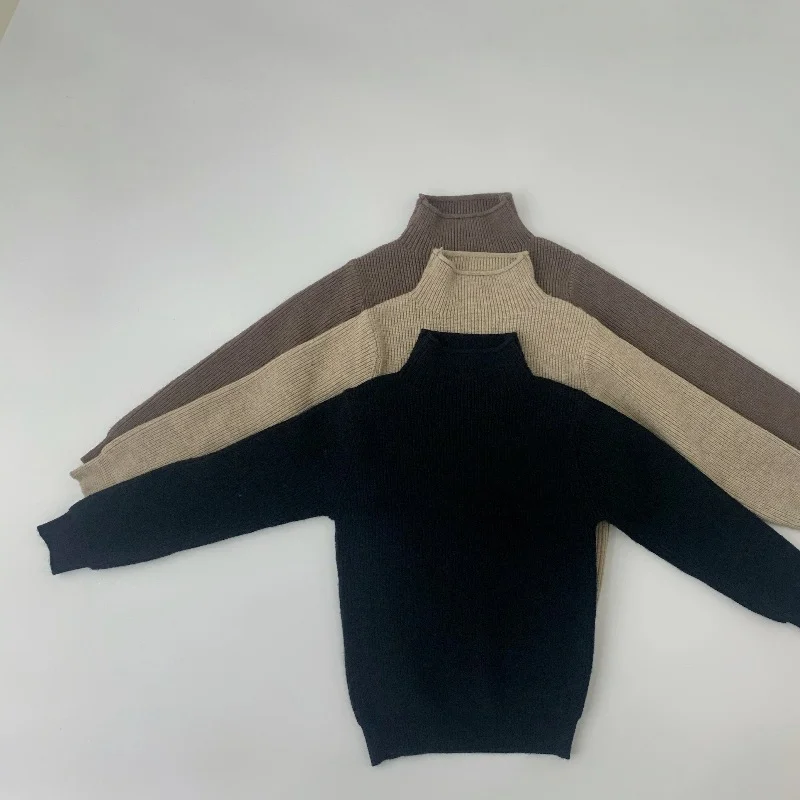 New Autumn Winter Kids baby sweater Children\'s High collar knit pullover Boys Girls soft loose warm base Tops