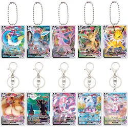 포켓몬 이브이 Vaporeon Sylveon Flareon Jolteon Glaceon Espeon Leafeon 우산 V Max 아크릴 게임 카드 키체인 펜던트