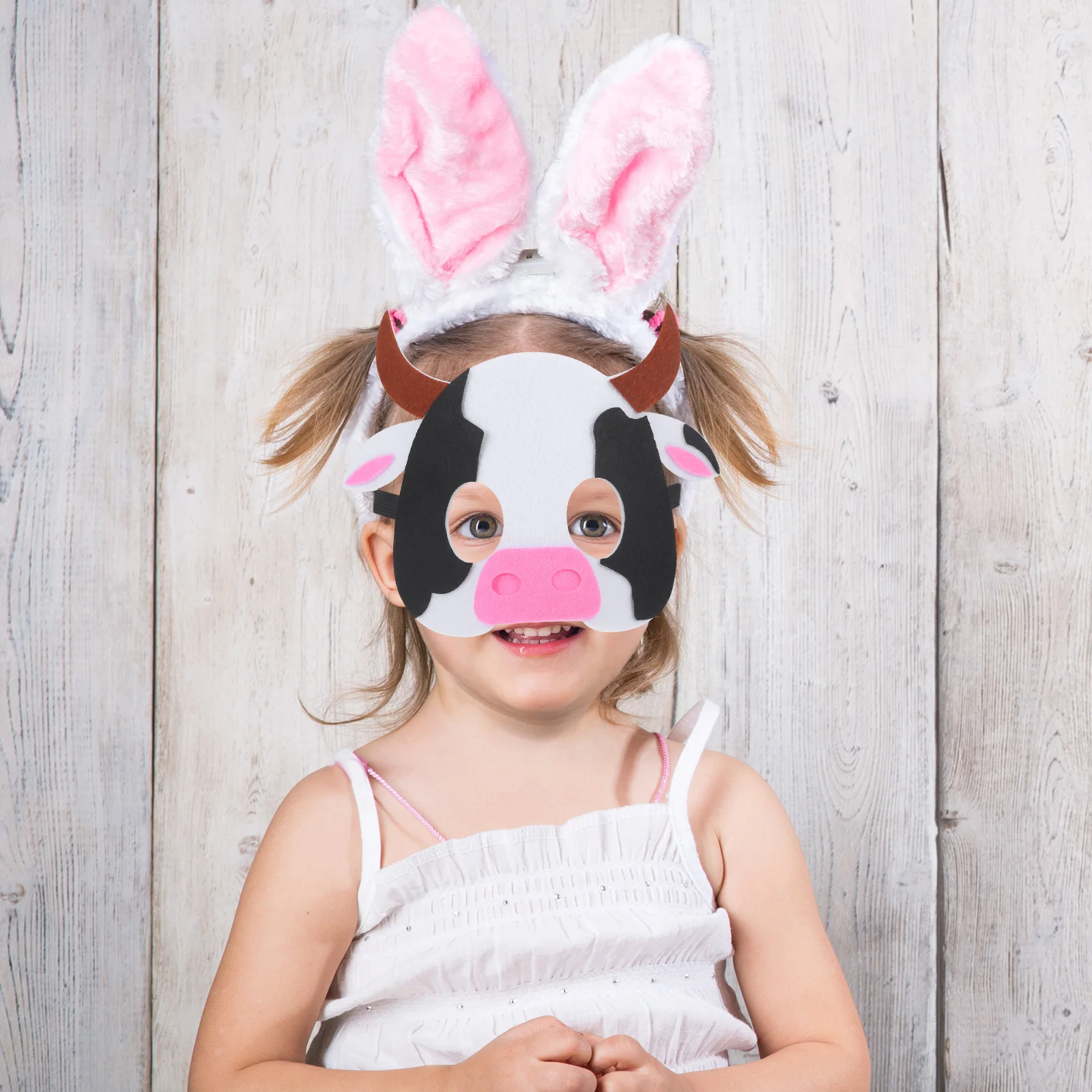 

3pcs Cow Mask Animal Kids Carnival Masks Party Face Non-woven Fabric Kindergarten Halloween Reusable Cartoon Educational Toy