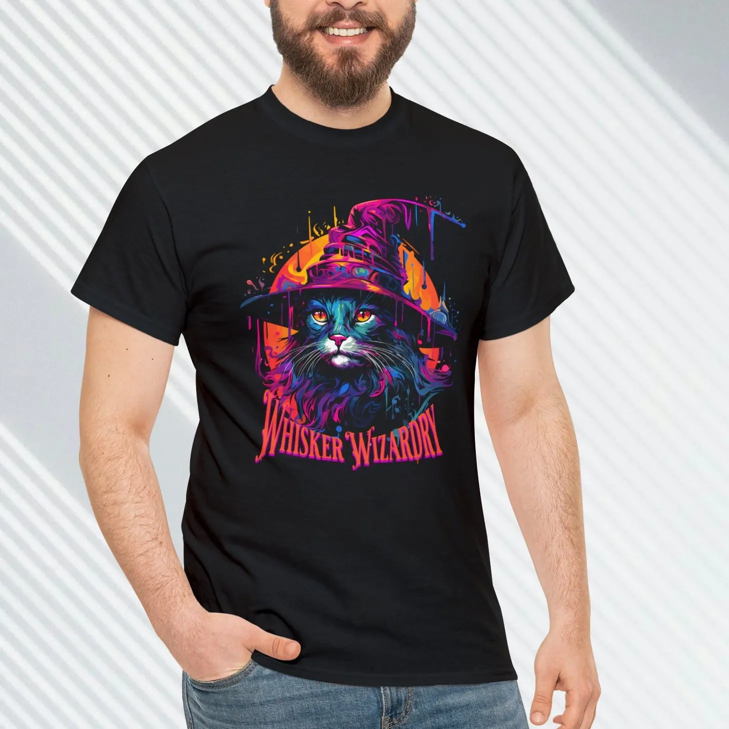 Whisker Wizardry Wizard Cat Heavy Cotton T Shirt