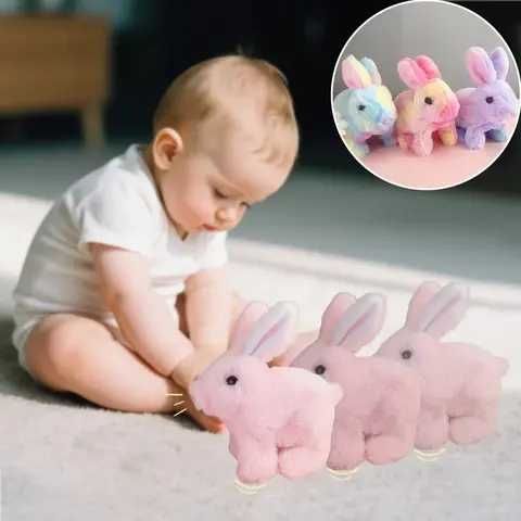 Cute Electric Rabbit Interactive Plush Toys Bunny With Carrot Walking Wiggle Ears Wag Tail Stuffed Peluche Doll Birthday Gifts