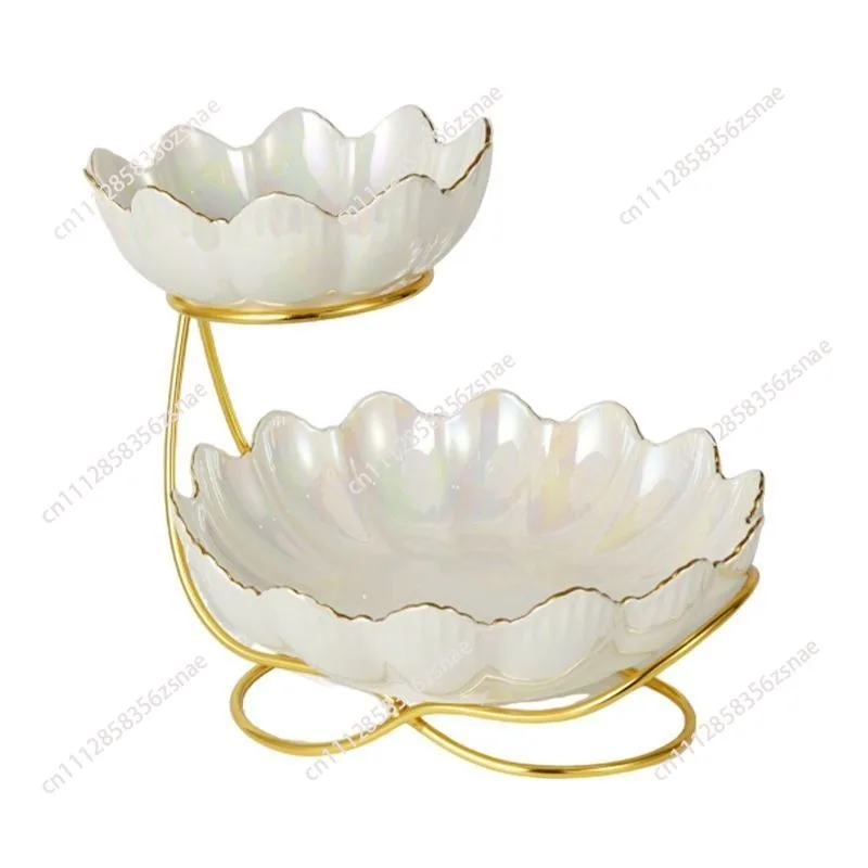 European Light Luxury Multi-layer Fruit Plate, Household Living Room Afternoon Tea Snack Rack, Front Desk Candy & Dessert Plate