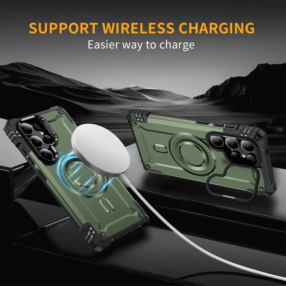 حافظة هاتف مغناطيسية عسكرية مضادة للصدمات لهاتف سامسونج S24 FE S25 Ultra S23 Plus A54 A52 A35 A34 A23 A16 A15 A14 5G #4