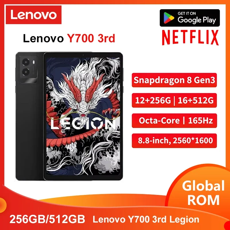 Lenovo LEGION Y700 3rd Snapdragon 8 Gen 3 2.5K 6550mAh LCD Screen 2560*1600 8.8-inch 165Hz 68W Charging Android 14