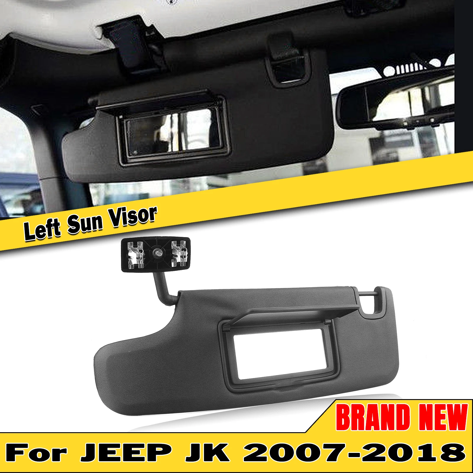 Left Driver Side Sun Visor Shade Sunshade With Mirror 6CJ07DX9AA For Jeep Wrangler JK 2007-2018 Car Accessories