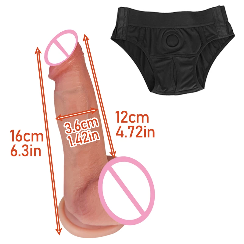 Realistic Female Dildo with Skin-Like Texture, Testicles, Anal and Vaginal Stimulation, Panty-Style, Large-Sized Penis, Female S view 3