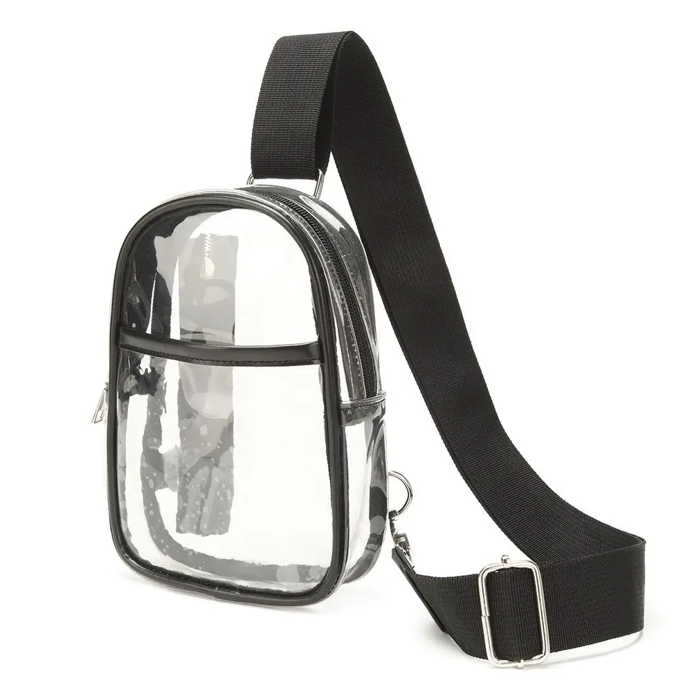 Large Capacity Transparent Crossbody Bag Waterproof Adjustable Shoulder Strap Clear Shoulder Bag Zipper PVC PVC Chest Bag