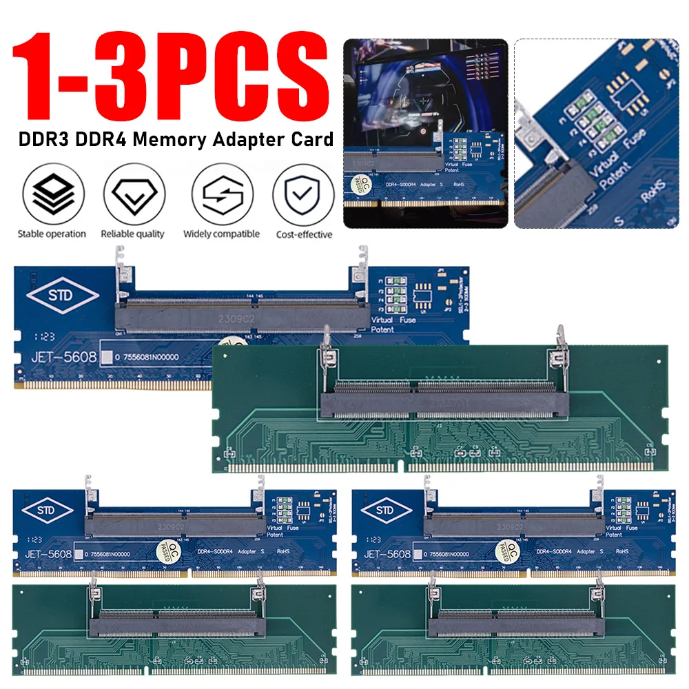 1-3PCS DDR3 DDR4 Laptop To Desktop Memory Adapter Card Memory Adapter Connector Card SO-DIMM To PC DIMM Card Connector Adapter