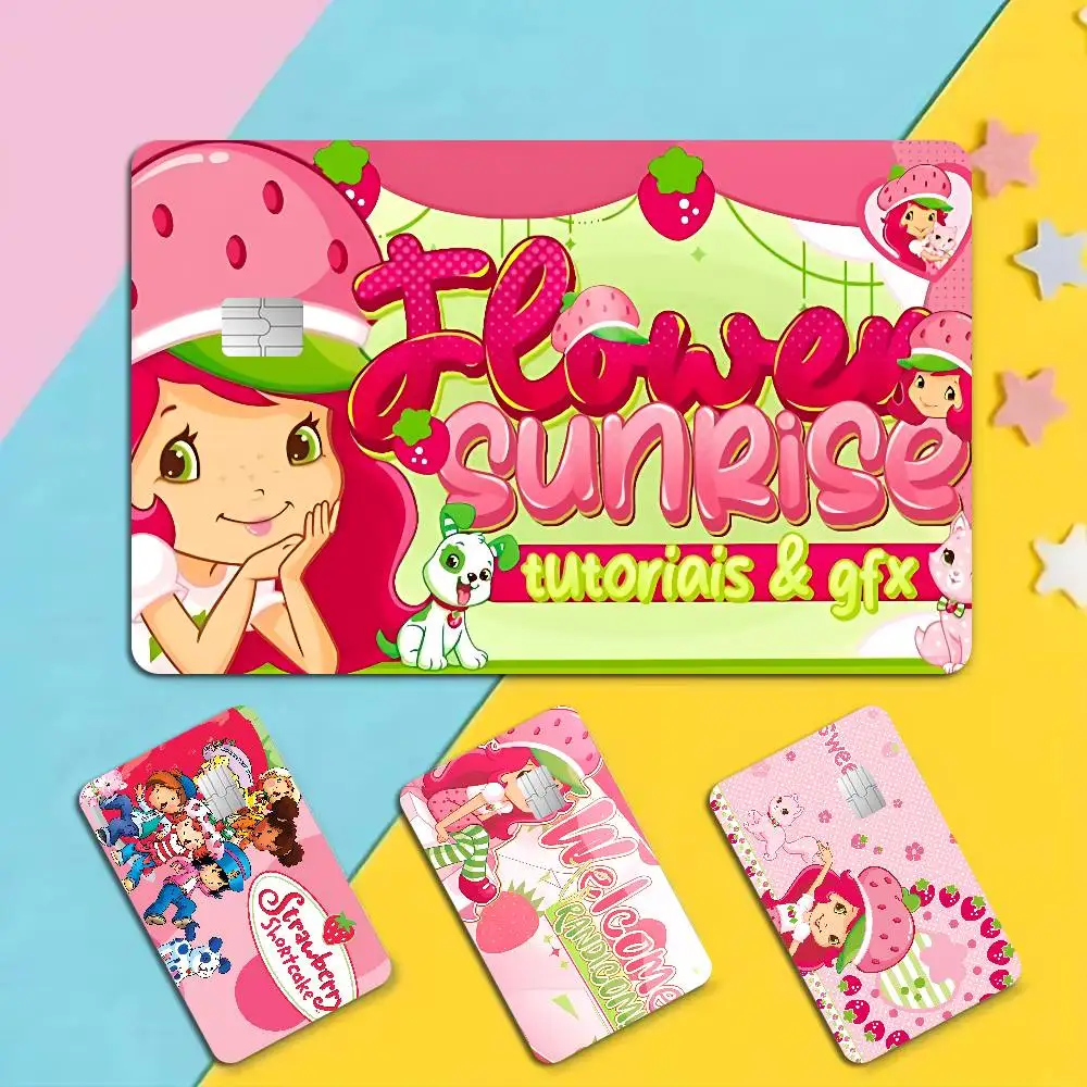 S-Strawberry-Shortcake Girl Spiel-Film-Cover-Aufkleberhülle für kleine Chip-Kredit-/Debitkarten, Vorderseite