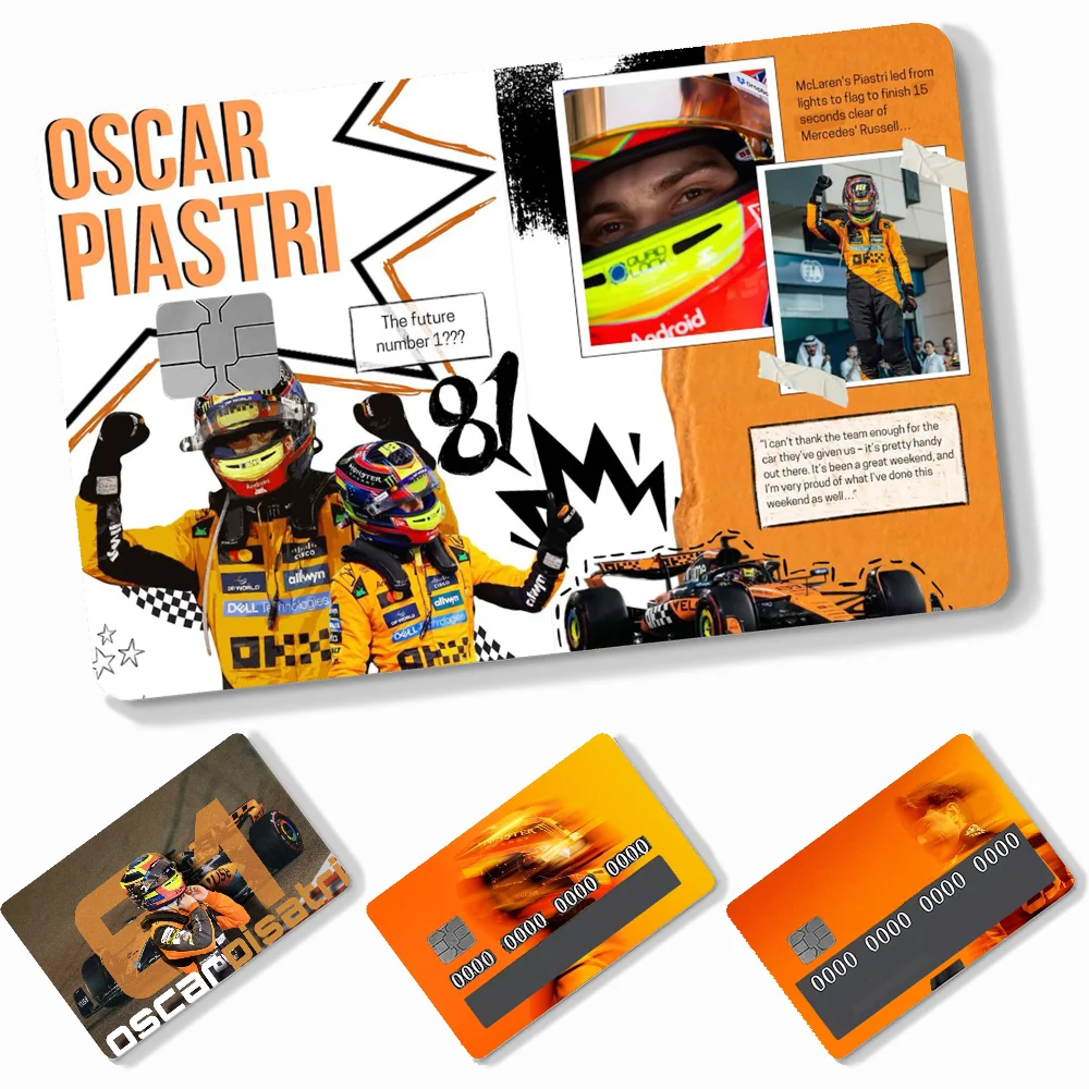 

1PC F1 O-Oscar 81 P-Piastri Card Stickers 4pcs PVC Credit Card Skin Stickers Removable Self-adhesive Protective Film