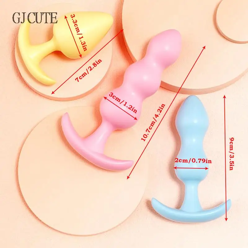 3pcs/Set Soft Silicone Anal Plugs Beginner Anal Stimulator Trainer Sex Play Toy Jelly Back Court Female Flirt Butt Plug