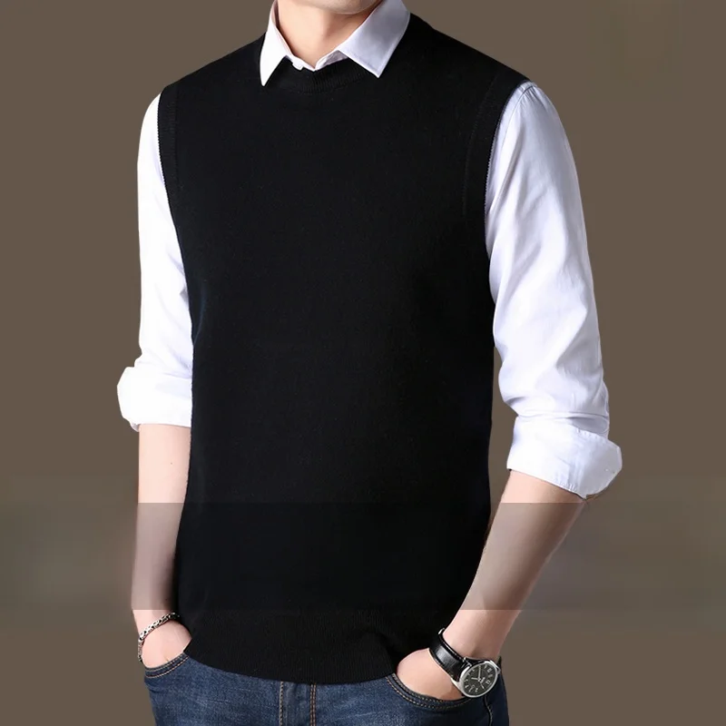 

Мужской жилет Eordos Camere, вязаный круглый шерстяной жилет с запахом, повседневная осенне-зимняя одежда для папы