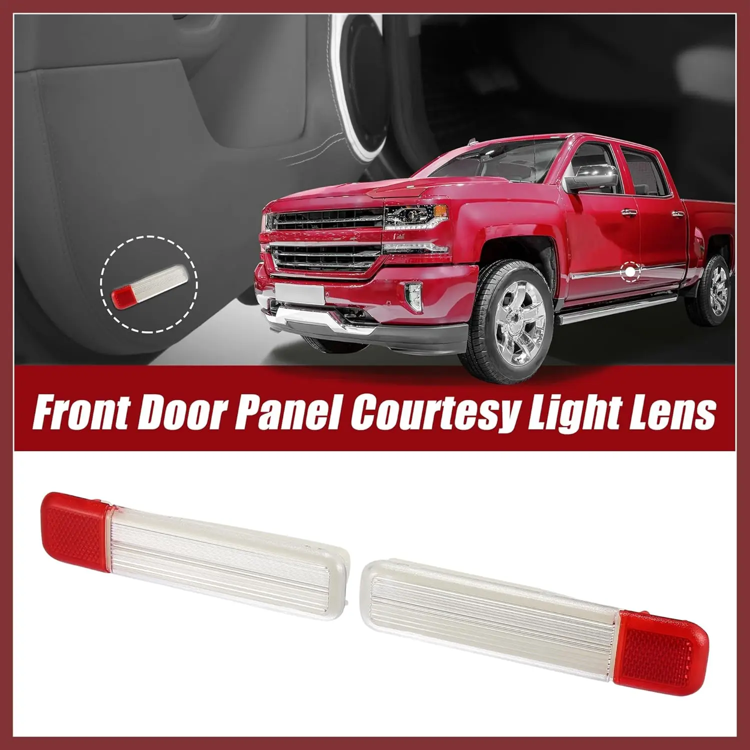 

2pcs Clear / Red Lens Interior Door Panel Courtesy Light Housing For 95-06 Chevy Gmc Cadillac Hummer Premium Parts